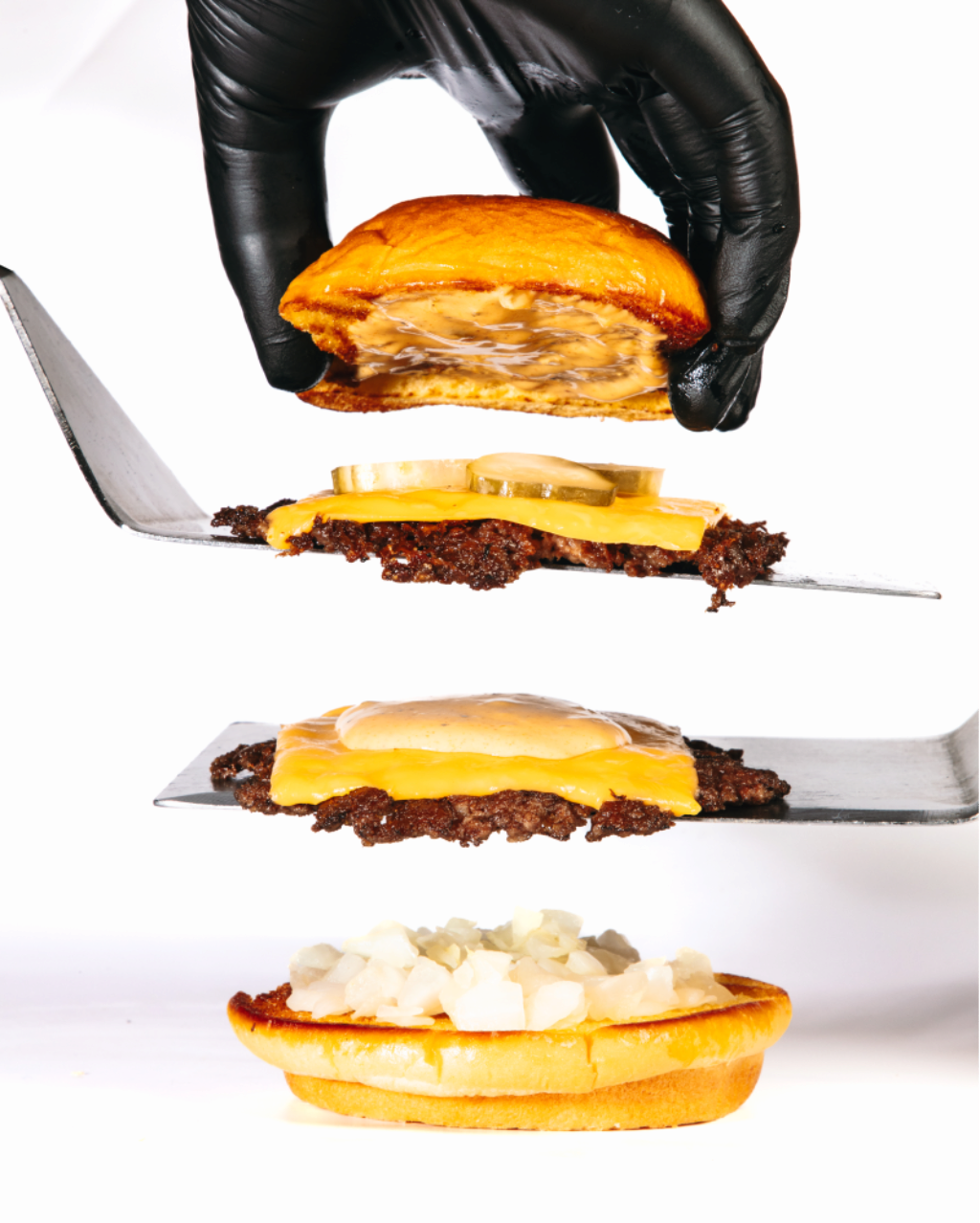 Assembling a burger